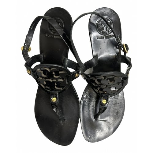 Pre-owned Tory Burch Leather Sandal In Black