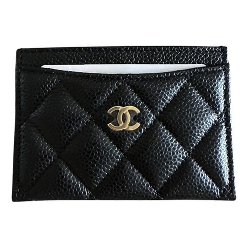 Pre-owned Chanel Timeless/classique Leather Card Wallet In Black