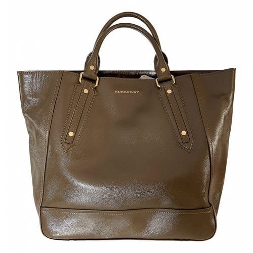 Pre-owned Burberry Patent Leather Tote In Brown