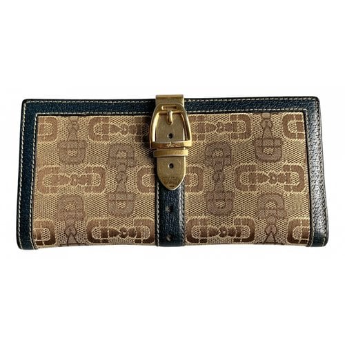 Pre-owned Gucci Horsebit 1955 Cloth Wallet In Brown