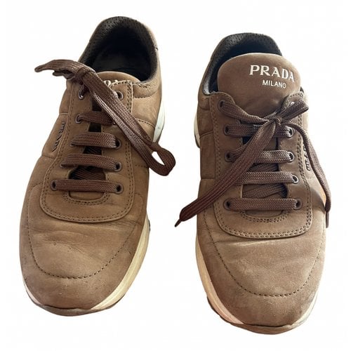 Pre-owned Prada Low Trainers In Brown