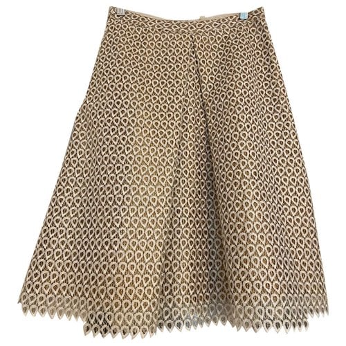 Pre-owned Reiss Glitter Mid-length Skirt In Gold