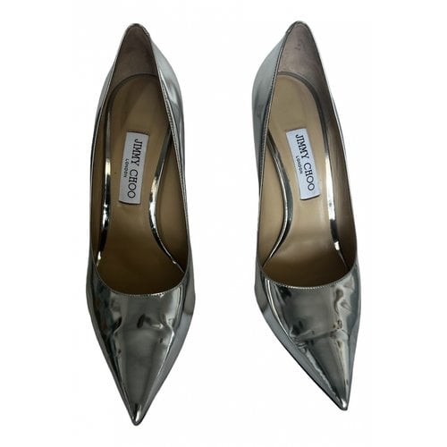 Pre-owned Jimmy Choo Anouk Leather Heels In Silver