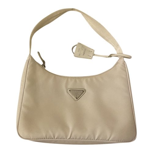 Pre-owned Prada Re-edition 2000 Linen Handbag In White