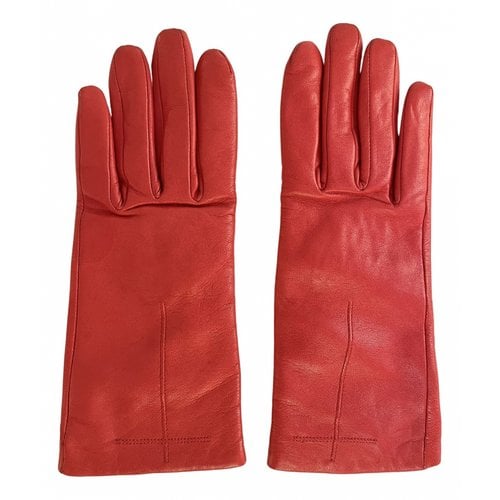 Pre-owned Givenchy Leather Gloves In Red
