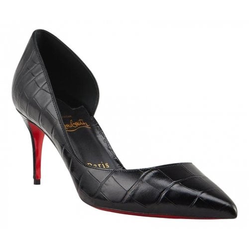 Pre-owned Christian Louboutin Iriza Leather Heels In Black