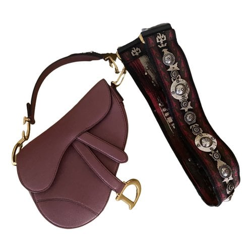 Pre-owned Dior Saddle Leather Handbag In Pink