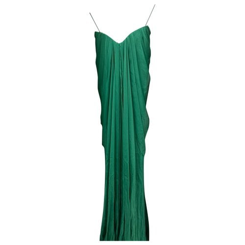 Pre-owned Alexander Mcqueen Silk Maxi Dress In Green