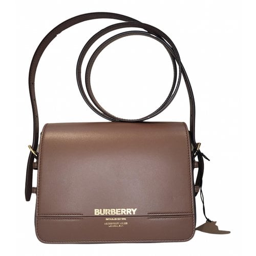 Pre-owned Burberry Grace Leather Handbag In Brown