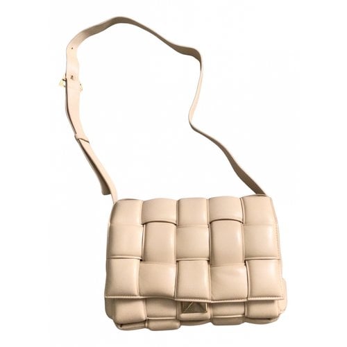 Pre-owned Bottega Veneta Cassette Padded Leather Crossbody Bag In Beige