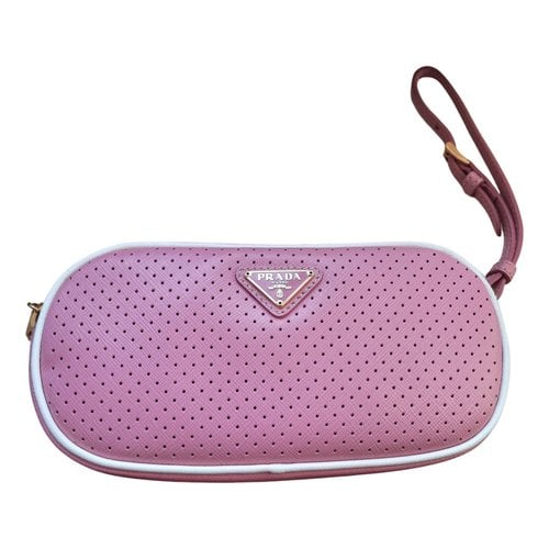 Pre-owned Prada Leather Clutch Bag In Pink