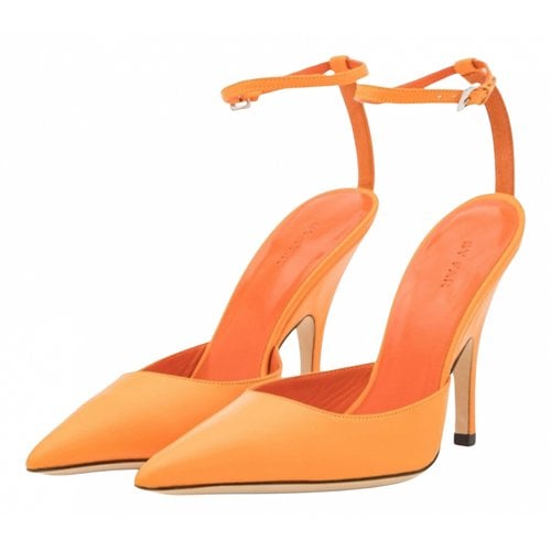 Pre-owned By Far Leather Heels In Orange