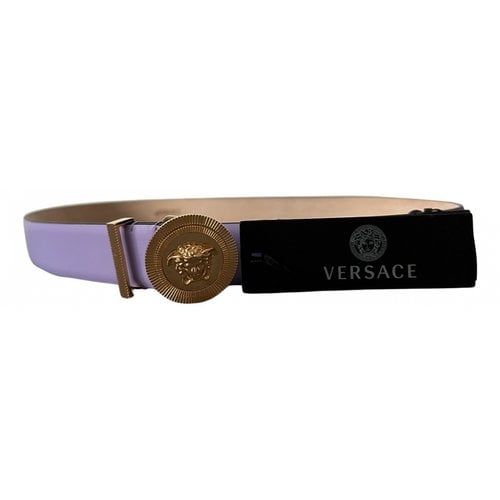 Pre-owned Versace Medusa Leather Belt In Purple