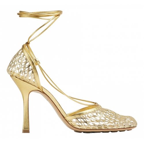 Pre-owned Bottega Veneta Stretch Cloth Sandal In Gold