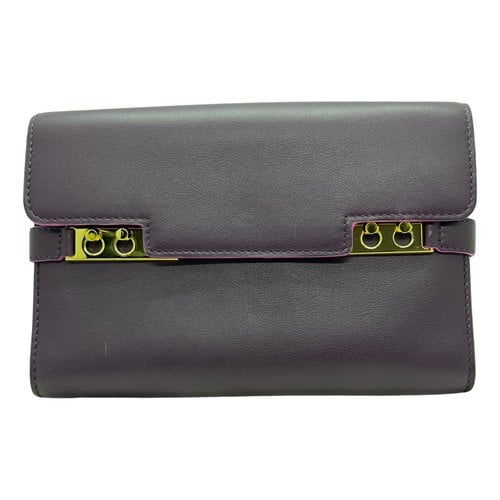 Pre-owned Delvaux Tempête Leather Clutch Bag In Purple