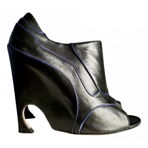 Pre-owned Dior Leather Open Toe Boots In Blue