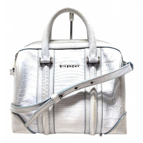 Pre-owned Givenchy Lucrezia Crocodile Handbag In Silver