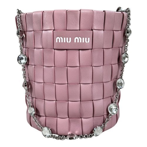 Pre-owned Miu Miu Grace Lux Leather Crossbody Bag In Pink