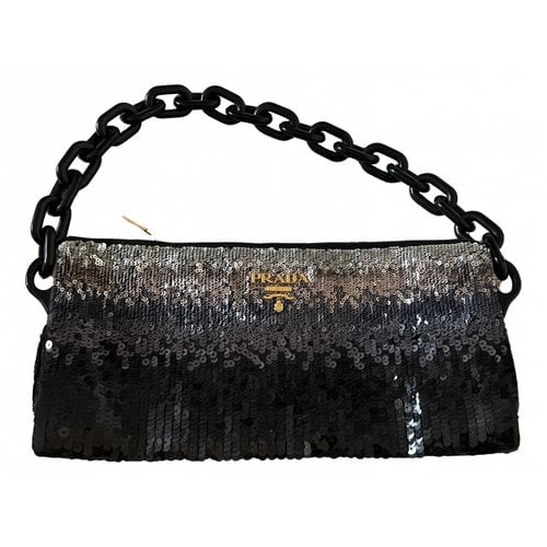 Pre-owned Prada Glitter Handbag In Black