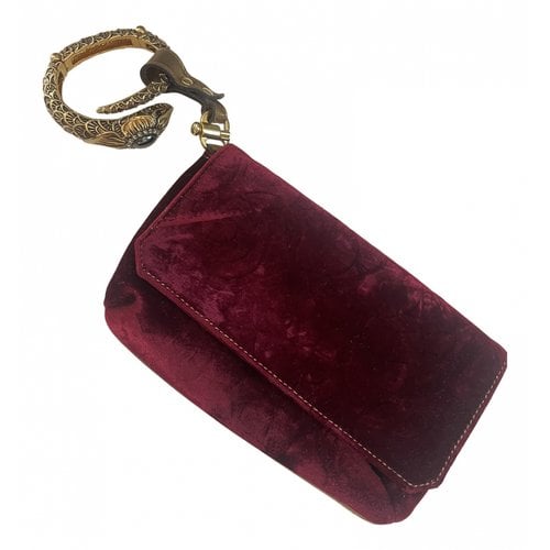 Pre-owned Roberto Cavalli Velvet Clutch Bag In Red