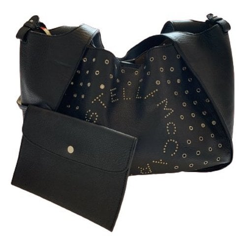 Pre-owned Stella Mccartney Logo Leather Crossbody Bag In Black
