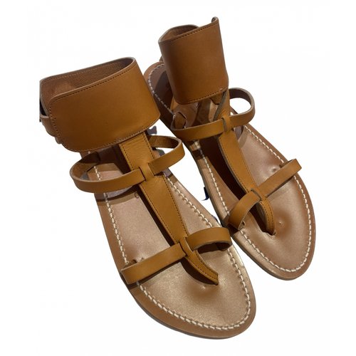 Pre-owned Kjacques Caravelle Leather Sandals In Camel