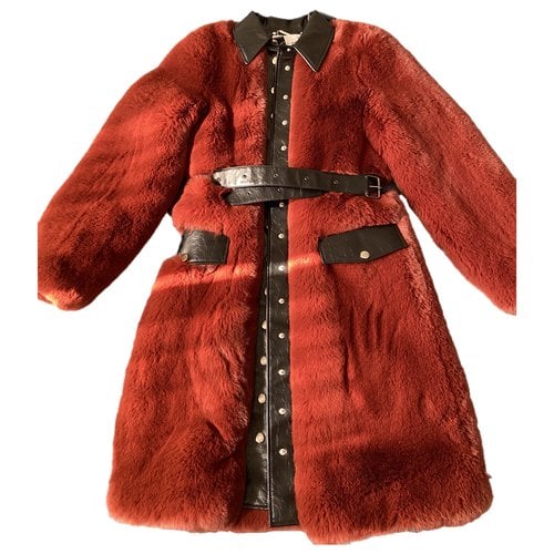 Pre-owned Sonia Rykiel Faux Fur Coat In Burgundy