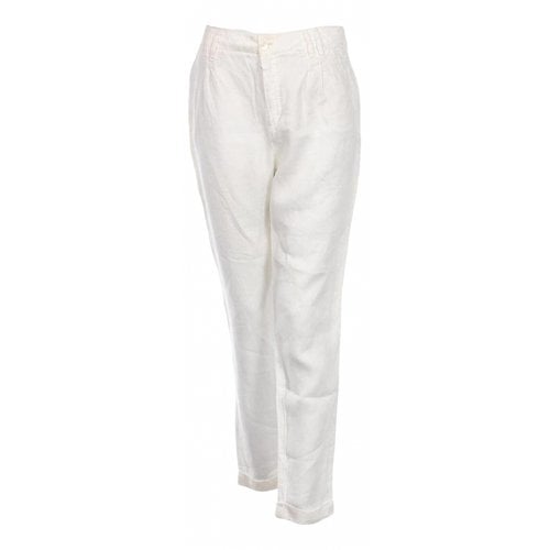 Pre-owned Massimo Dutti Linen Trousers In White