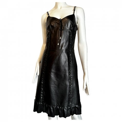 Pre-owned Miu Miu Leather Dress In Black