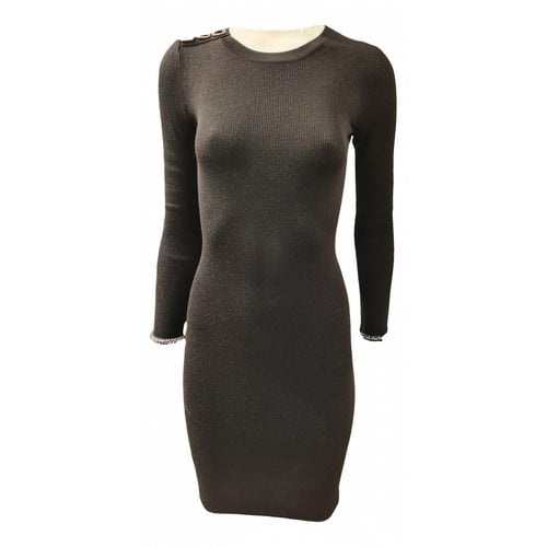 Pre-owned Pinko Wool Mid-length Dress In Black