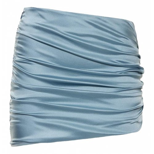 Pre-owned Alessandra Rich Silk Mini Skirt In Turquoise