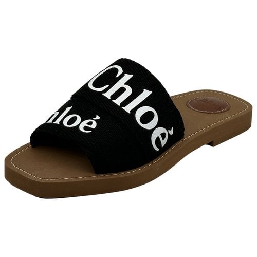 Pre-owned Chloé Woody Cloth Sandal In Black