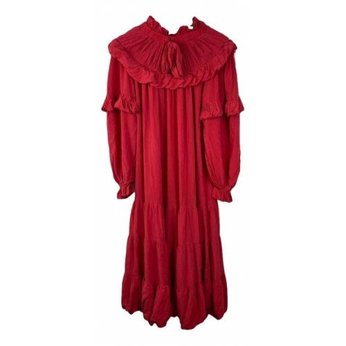 Pre-owned Ulla Johnson Silk Mid-length Dress In Red