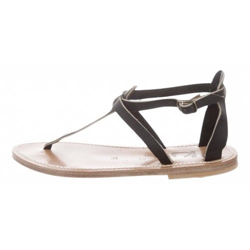 Pre-owned Kjacques Buffon Leather Sandal In Black