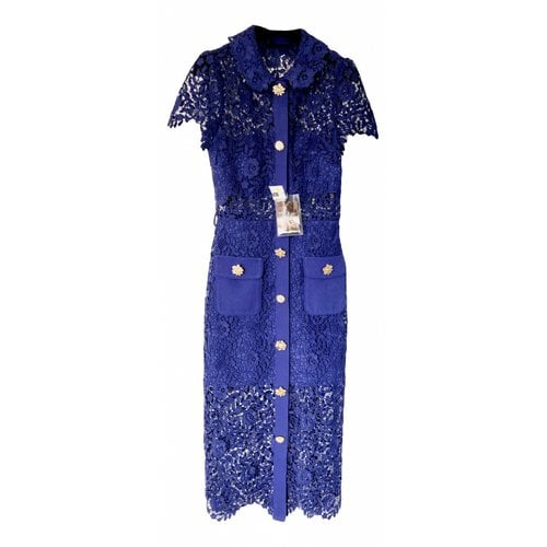 Pre-owned Self-portrait Lace Mid-length Dress In Blue