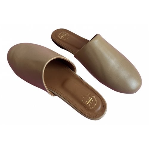 Pre-owned Atp Atelier Leather Mules In Camel