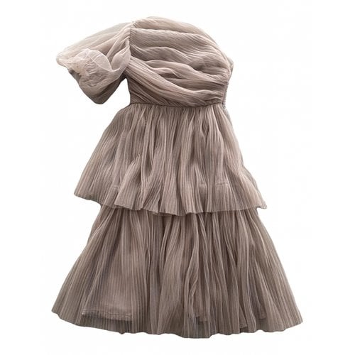 Pre-owned By Malina Silk Mid-length Dress In Beige