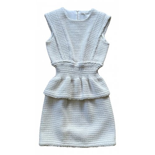 Pre-owned Maje Tweed Mini Dress In Ecru