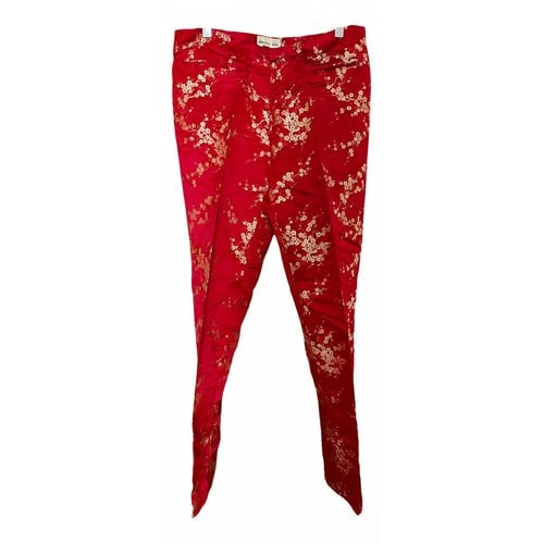 Pre-owned Alberto Biani Silk Straight Pants In Red