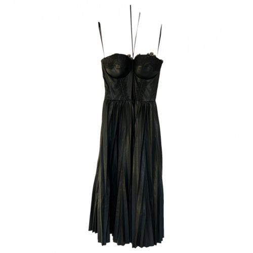 Pre-owned Elisabetta Franchi Leather Mid-length Dress In Black