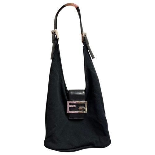 Pre-owned Fendi Croissant Vintage Cloth Handbag In Black