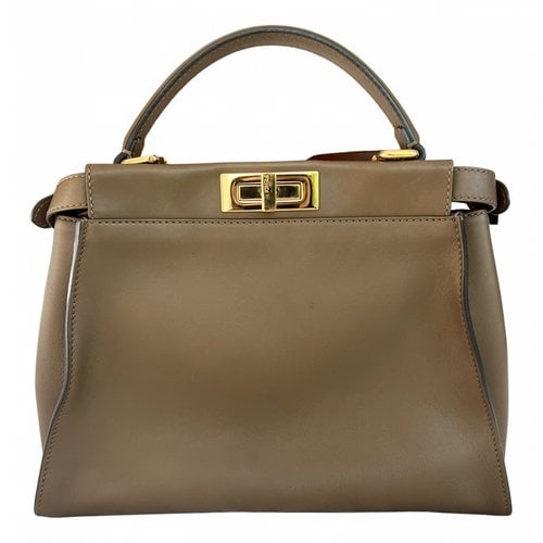 Pre-owned Fendi Peekaboo Leather Handbag In Brown