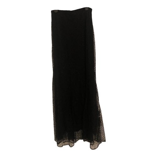 Pre-owned Chanel Silk Maxi Skirt In Black