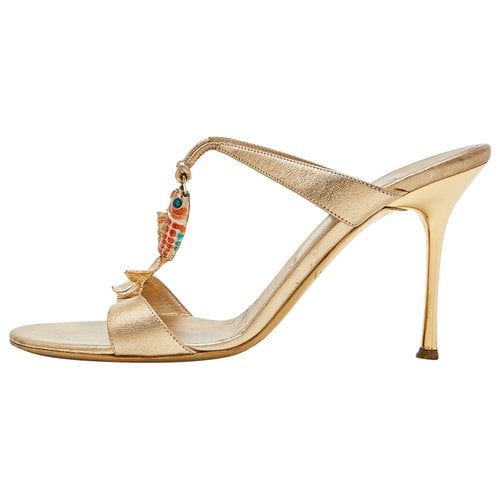 Pre-owned Celine Patent Leather Sandal In Gold