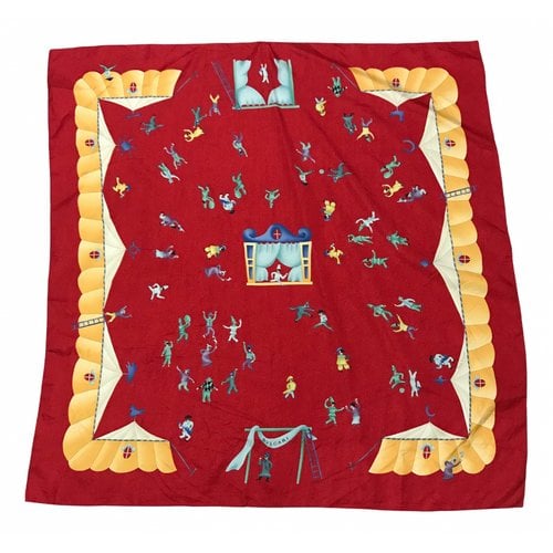 Pre-owned Bvlgari Silk Scarf In Red