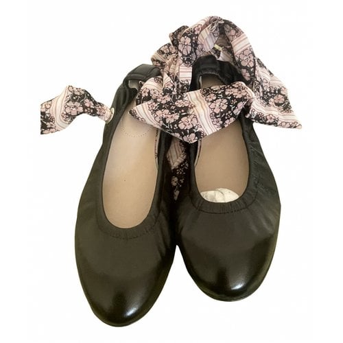 Pre-owned Claudie Pierlot Leather Ballet Flats In Black