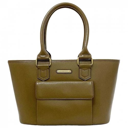 Pre-owned Burberry Leather Handbag In Ecru