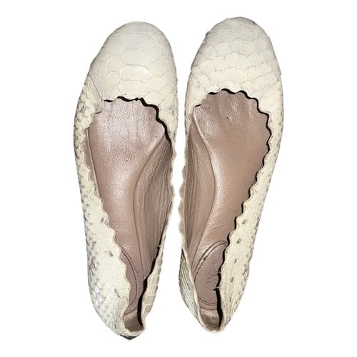Pre-owned Chloé Leather Ballet Flats In White