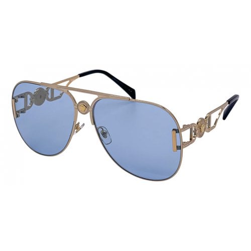 Pre-owned Versace Aviator Sunglasses In Blue