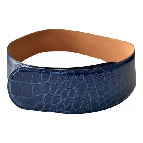 Pre-owned Donna Karan Leather Belt In Blue